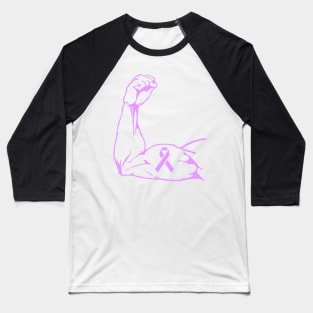 Flexed arm with Light Purple Awareness Ribbon Baseball T-Shirt